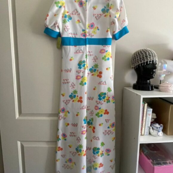 60s Colourful Floral Psychedelic Maxi Dress - Picture 4 of 5